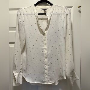 H&M White Heart Buttoned Blouse